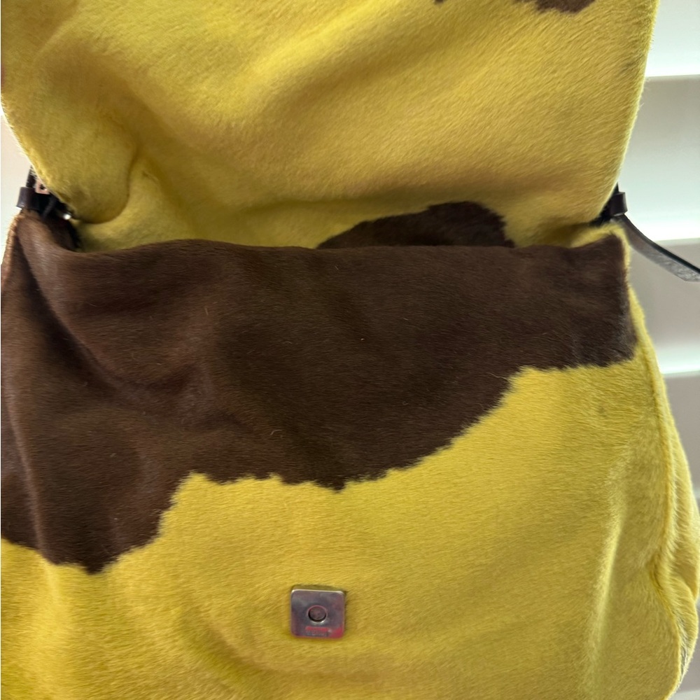 FENDI VINTAGE Pony Hair Mama Bag Brown/Yellow Women's Bag - Picture 8 of 13